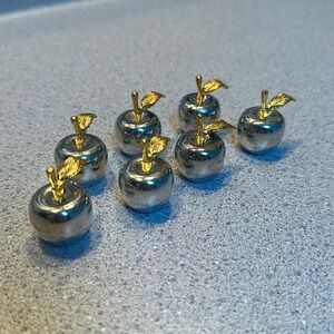VTG G Silver/Gold Plate Apple-Shaped Place Setting Card Holders